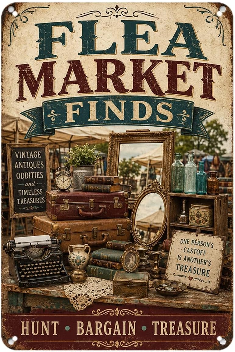 Vintage Collectible Market - Товары с блошиных рынков: металлическая табличка,