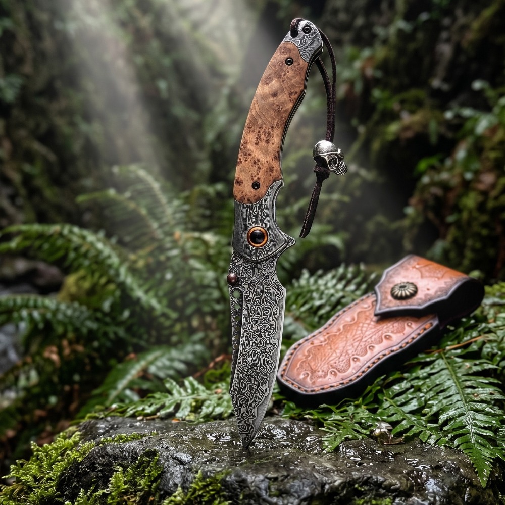 Vintage Collectible Pocket Knives - Складной нож с дамасским узором высокой