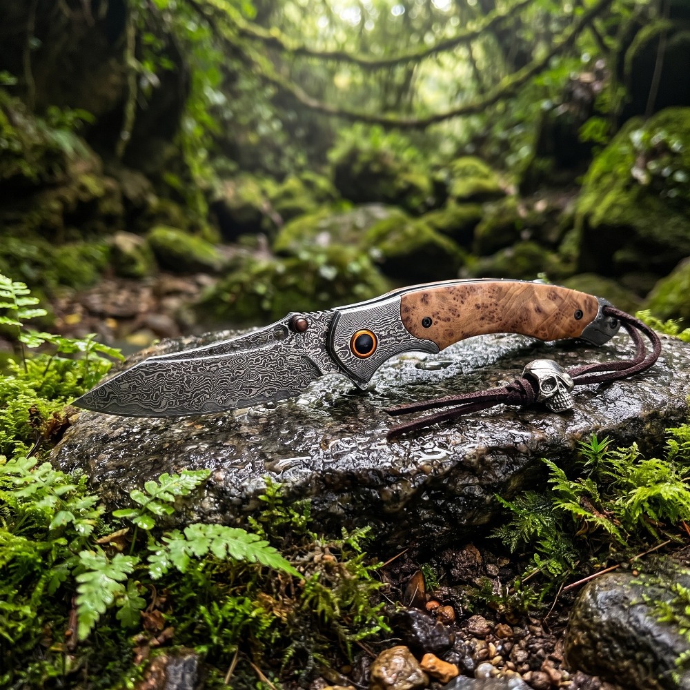 Vintage Collectible Pocket Knives - Складной нож с дамасским узором высокой